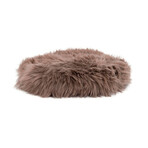 Taupe Round Sheepskin Chair Pad