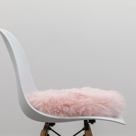 Blush Pink Round Sheepskin Chair Pad