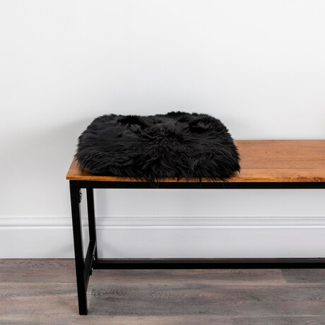 Black Square Sheepskin Chair Pad