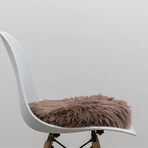Taupe Round Sheepskin Chair Pad