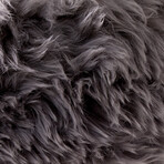 Gray Sheepskin Wood Stool // Woodstain Legs