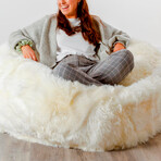 XXL Luxurious Natural White Sheepskin Beanbag