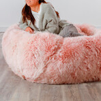 XXL Luxurious Blush Pink Sheepskin Beanbag