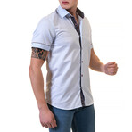 European Premium Quality Short Sleeve Shirt // Light Blue + Blue (L)