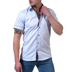 European Premium Quality Short Sleeve Shirt // Light Blue + Blue (S)