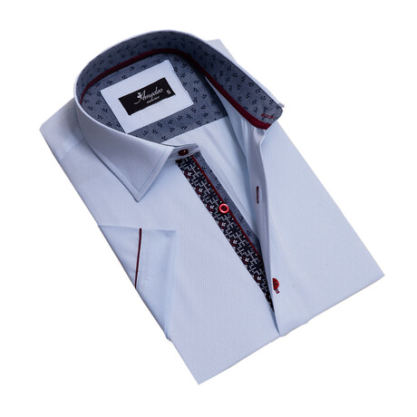European Premium Quality Short Sleeve Shirt // Light Blue + Blue (S)