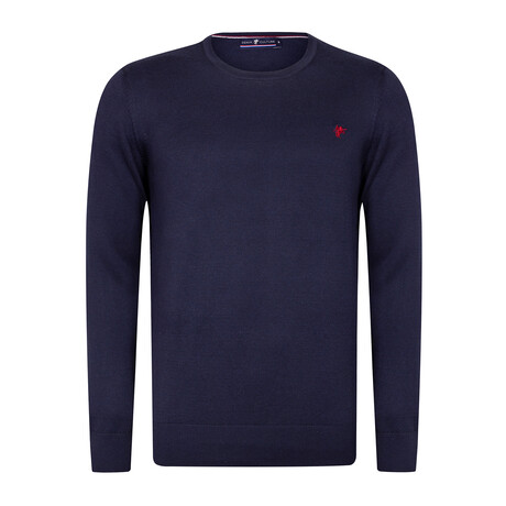 Michael Round Neck Pullover Sweater // Navy (S)