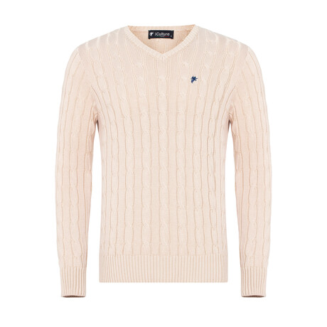 Ethan V-Neck Sweater // Beige Melange (XL)