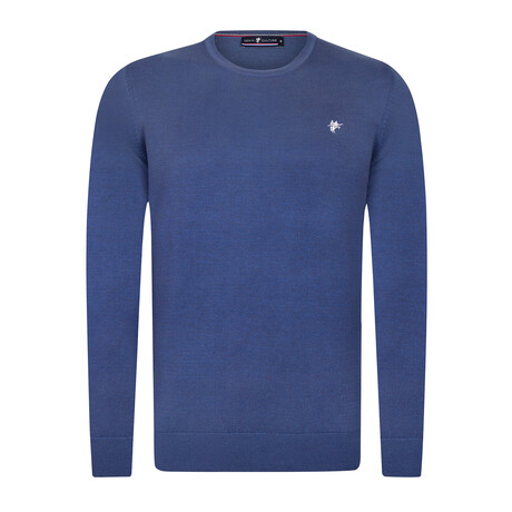 Kyle Round Neck Pullover Sweater // Denim Blue (S)