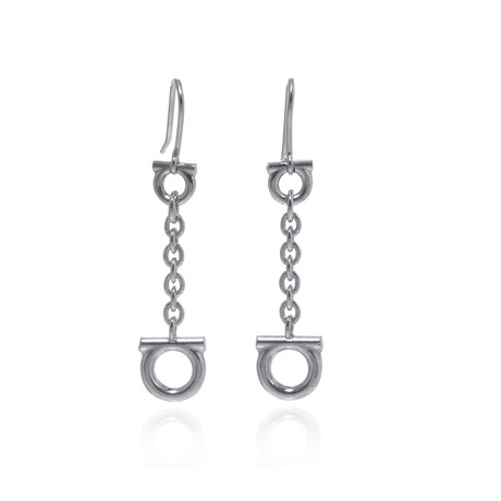 Gancini Sterling Silver Chain-Link Logo Earrings // Store Display