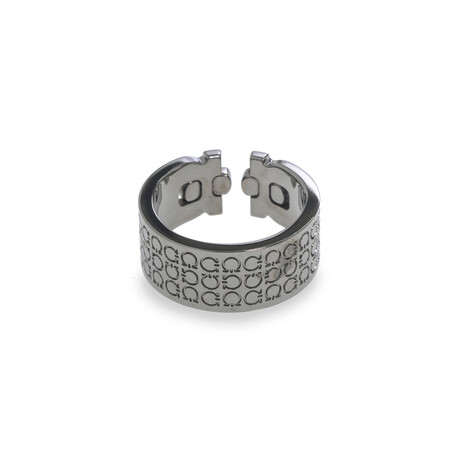 Unisex Gancini Rhodium Silver Ring // Ring Size: 10.5 // Store Display