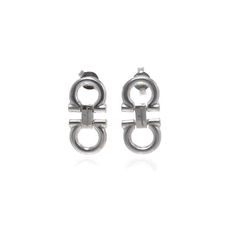 Gancini Sterling Silver Logo Earrings I // Store Display