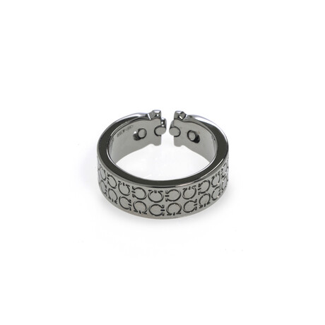 Unisex Gancini Sterling Silver Thin Logo Ring II // Ring Size: 6.75 // Store Display
