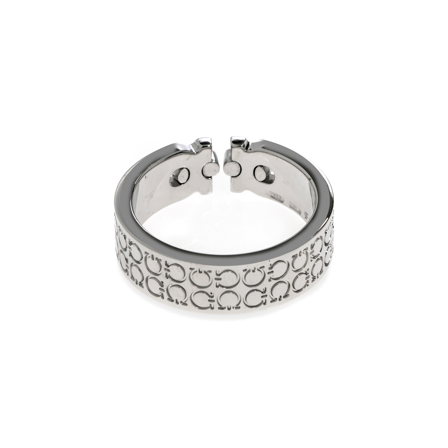 Unisex Gancini Sterling Silver Thin Logo Ring // Ring Size: 9