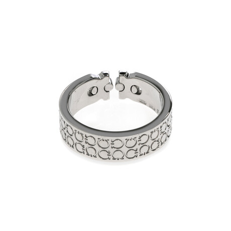 Unisex Gancini Sterling Silver Thin Logo Ring // Ring Size: 9 // Store Display