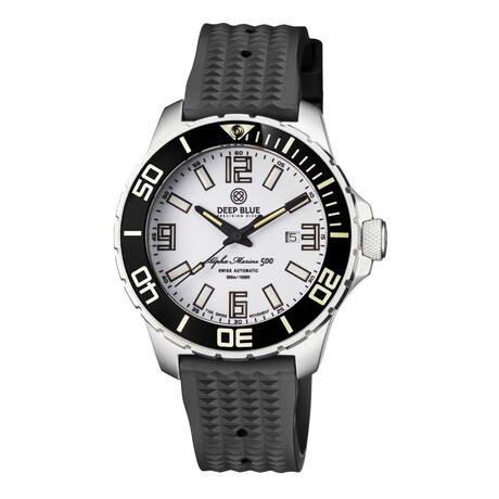 Deep Blue Alpha Marine 500 Automatic // AM500TRITIWHITGREENSTRPWAFFLE