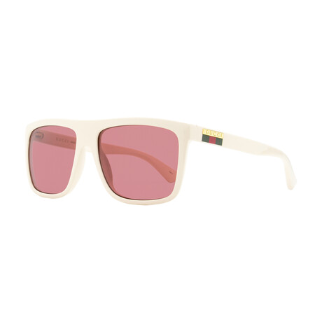 Gucci // Men's Squared Shield Sunglasses // Cream + Burgundy