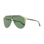 Gucci // Men's Modern Shield Sunglasses // Gold Havana + Green