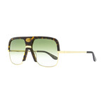 Gucci // Men's Retro Navigator Shield Sunglasses // Gold Havana + Green Gradient
