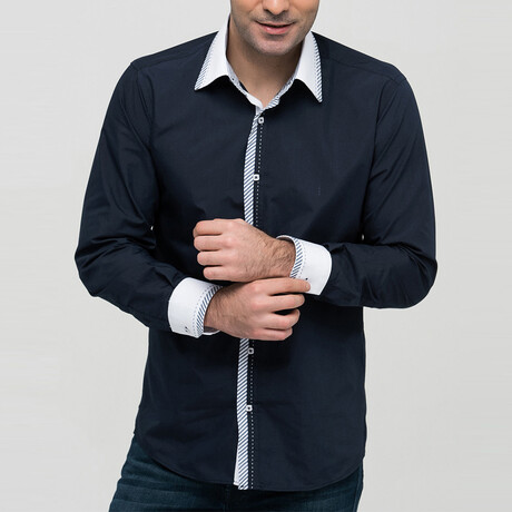 Keith Button-Up Shirt // Dark Blue (Large) - Dewberry - Touch of Modern