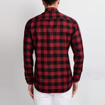 Checkered Button Up // Black + Red (S)