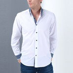 Gustavo Button-Up Shirt // White + Dark Blue (Small)