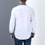 Gustavo Button-Up Shirt // White + Dark Blue (Small)