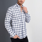 Jason Button-Up Shirt // Dark Blue + White (X-Large)