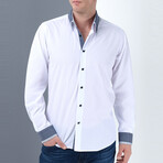 Gustavo Button-Up Shirt // White + Dark Blue (Small)