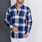 Checkered Button Up // Blue + White (S)