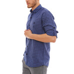 Troy Button-Up Shirt // Dark Blue + Sax (Small)