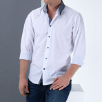 Gustavo Button-Up Shirt // White + Dark Blue (Small)