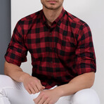Cameron Button-Up Shirt // Black + Burgundy (Small)