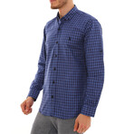 Troy Button-Up Shirt // Dark Blue + Sax (Small)