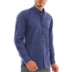 Troy Button-Up Shirt // Dark Blue + Sax (Small)