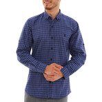 Troy Button-Up Shirt // Dark Blue + Sax (Small)