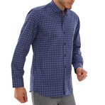 Troy Button-Up Shirt // Dark Blue + Sax (Small)