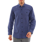 Troy Button-Up Shirt // Dark Blue + Sax (Small)
