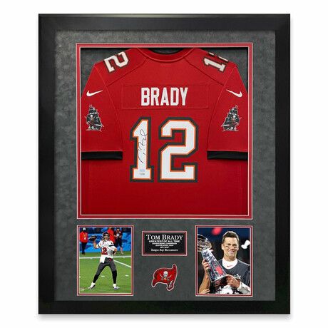 Tom Brady // Tampa Bay Buccaneers // Signed Red Jersey + Framed - A Toast  To Tom Brady - Touch of Modern