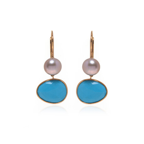 Talita 18k Rose Gold + Turquoise + Pearl Earrings // Store Display