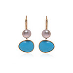 Talita 18k Rose Gold + Turquoise + Pearl Earrings // Store Display