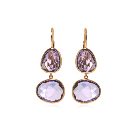 Talita 18k Rose Gold + Amethyst Dangly Earrings // Store Display
