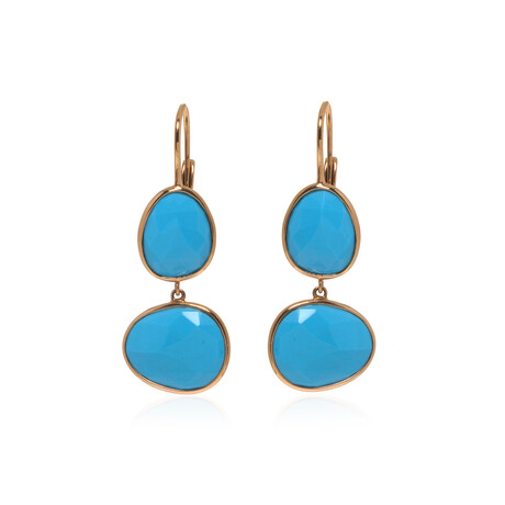 Talita 18k Rose Gold + Turquoise Earrings // Store Display