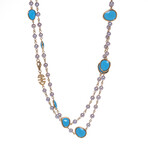 Talita 18k Rose Gold + Turquoise + Pearl Necklace // 36" // New
