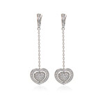 Giulietta E Romeo 18k White Gold Diamond Heart Drop Earrings // Store Display