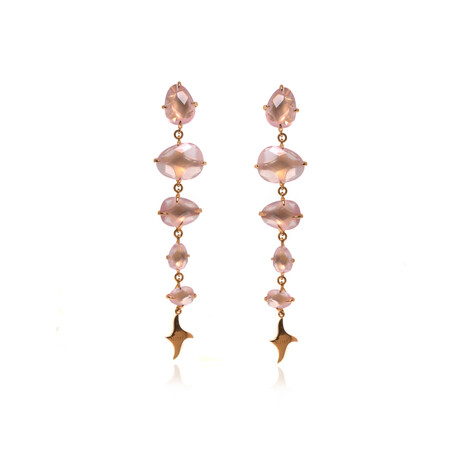 Mila 18k Rose Gold Pink Quartz Earrings // Store Display