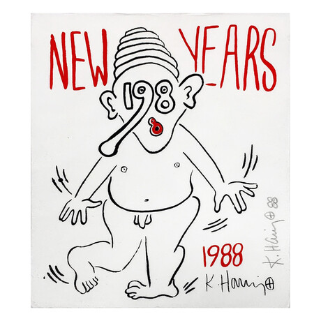 Keith Haring // New Year's Invitation '88 (Nude) // 1988
