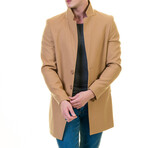 Ryan Slim Fit High-Collar Coat // Tan (S)