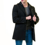 Regular Fit Hooded Coat // Black (XL)