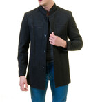 Slim Fit High-Collar Jacket Coat // Black (M)